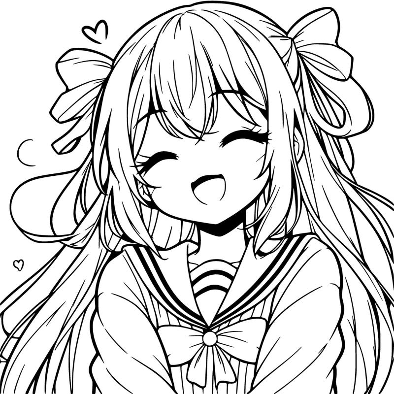 pretty anime girl who is happy