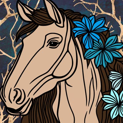 horse with flowers