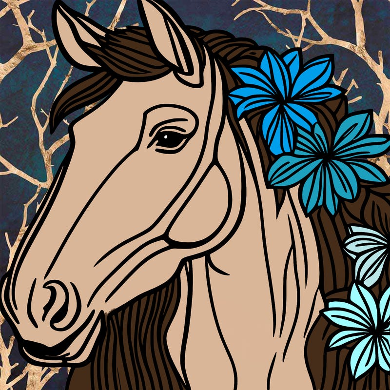 horse with flowers