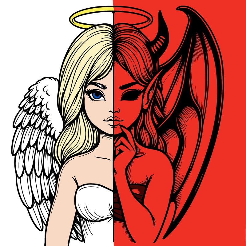 realistic angel half demon