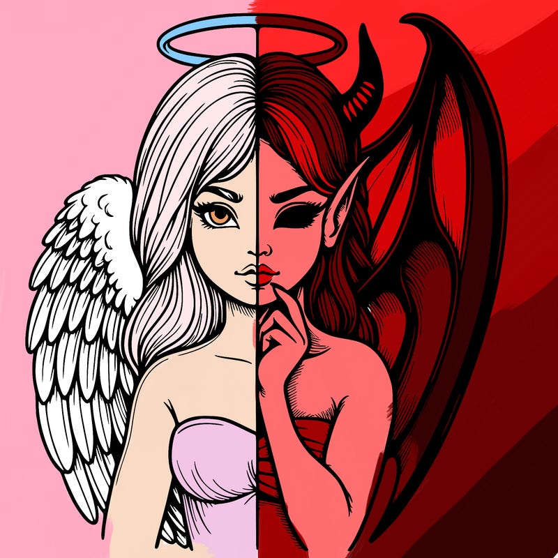 realistic angel half demon