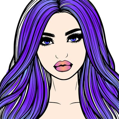 realistic girl with full lips and voluminous straight hair