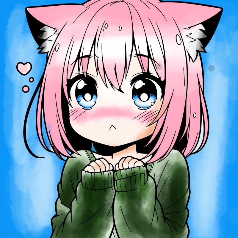 shy anime catgirl