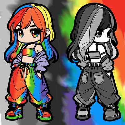 girl in crop top and baggy pants