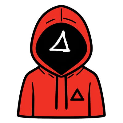 a person with non face waering a hoodie with a small triangle symbol