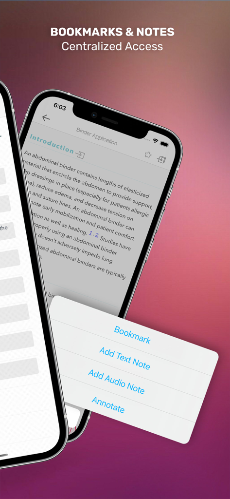 Lippincott Nursing Procedures app interface showing bookmarking and note taking features for medical procedures