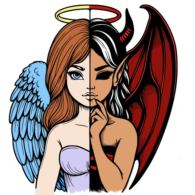 realistic angel half demon