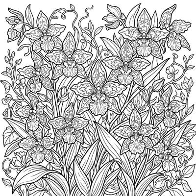 Discover the exquisite charm of Odontoglossum Orchids with this beautifully detailed coloring page. Bring these 'Tiger Orchids' to life with your favorite colors and explore a world of botanical artistry.