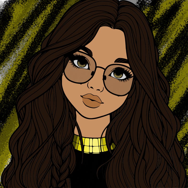 girl with long hair and freckles and glasses realistic