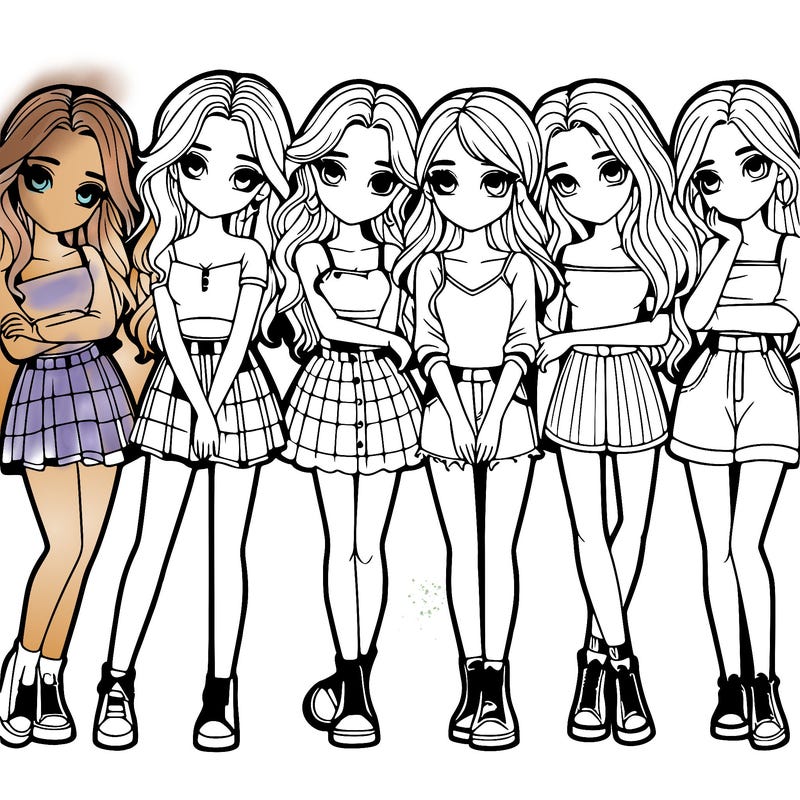 a group of girls realistic