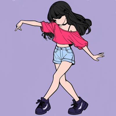 realistic girl danceing