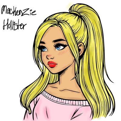 realistic girl with a high ponytail