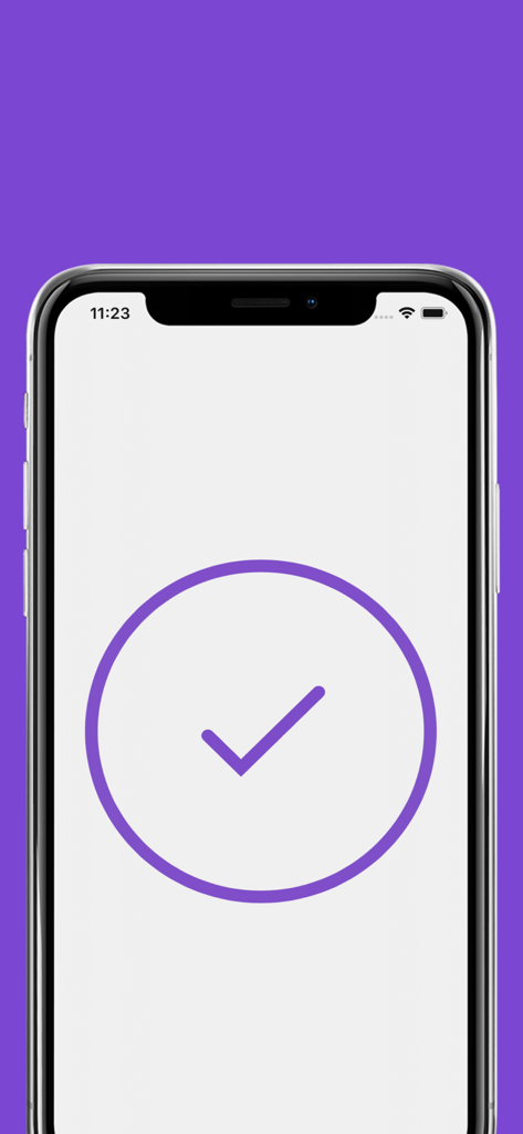 Trusona app screen showing a successful login with a purple checkmark