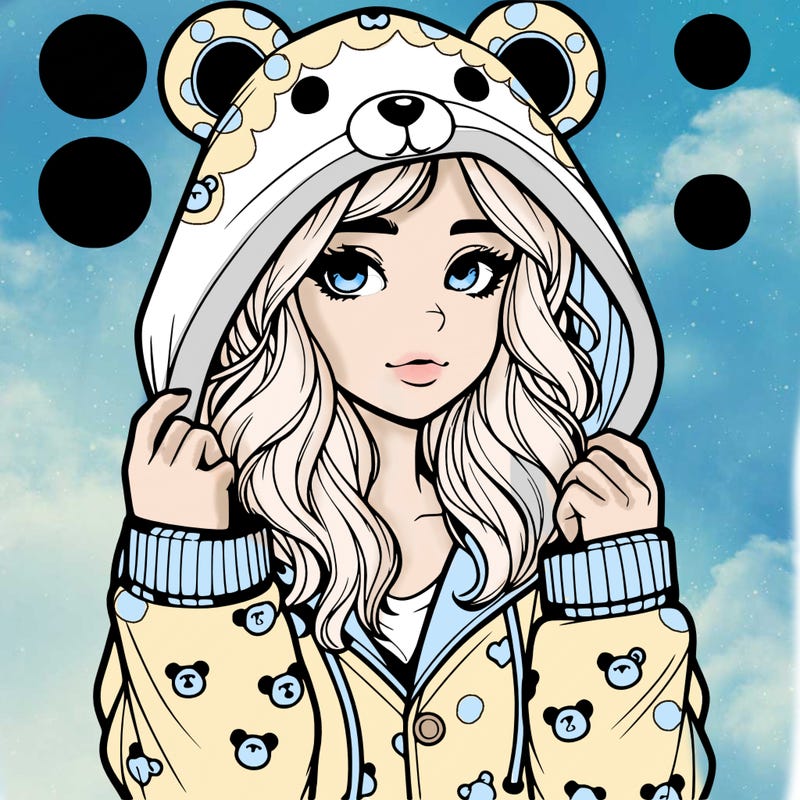 realistic girl in a animal pjs hoodie
