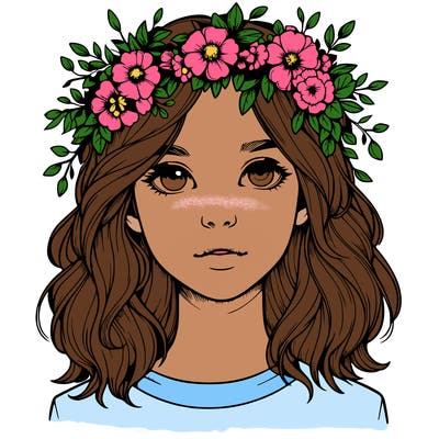 realistic girl with flower crown