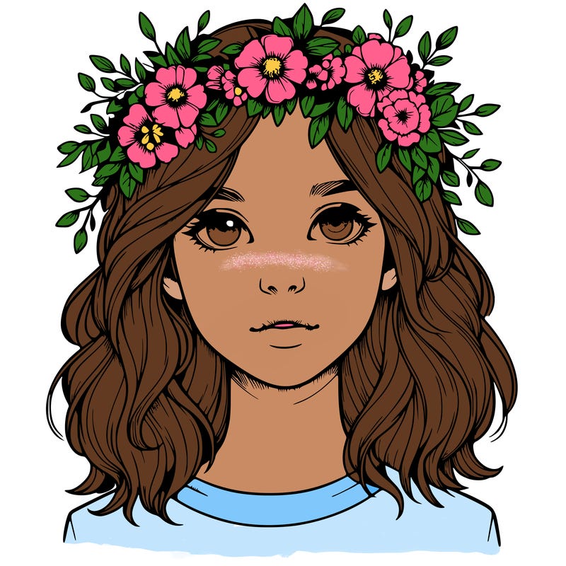 realistic girl with flower crown