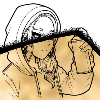 a realistic girl, spray painting