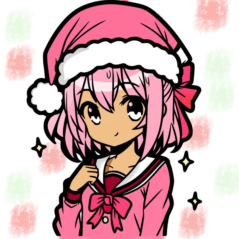 anime girl wearing a santa hat