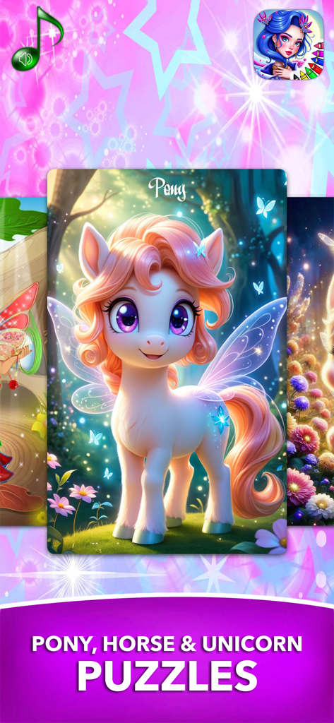 Princess Fairy Puzzle for Kids - Cute winged pony puzzle for kids