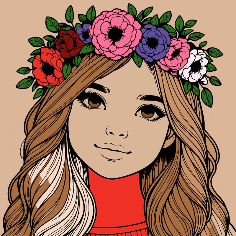 realistic girl with flower crown