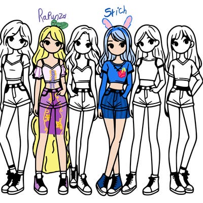 a group of girls wearing crop tops and shorts