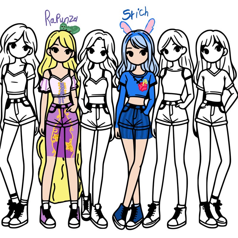 a group of girls wearing crop tops and shorts