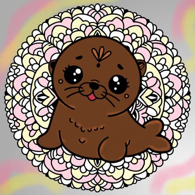 a cute baby seal mandala