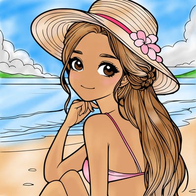 realistic girl at the beach