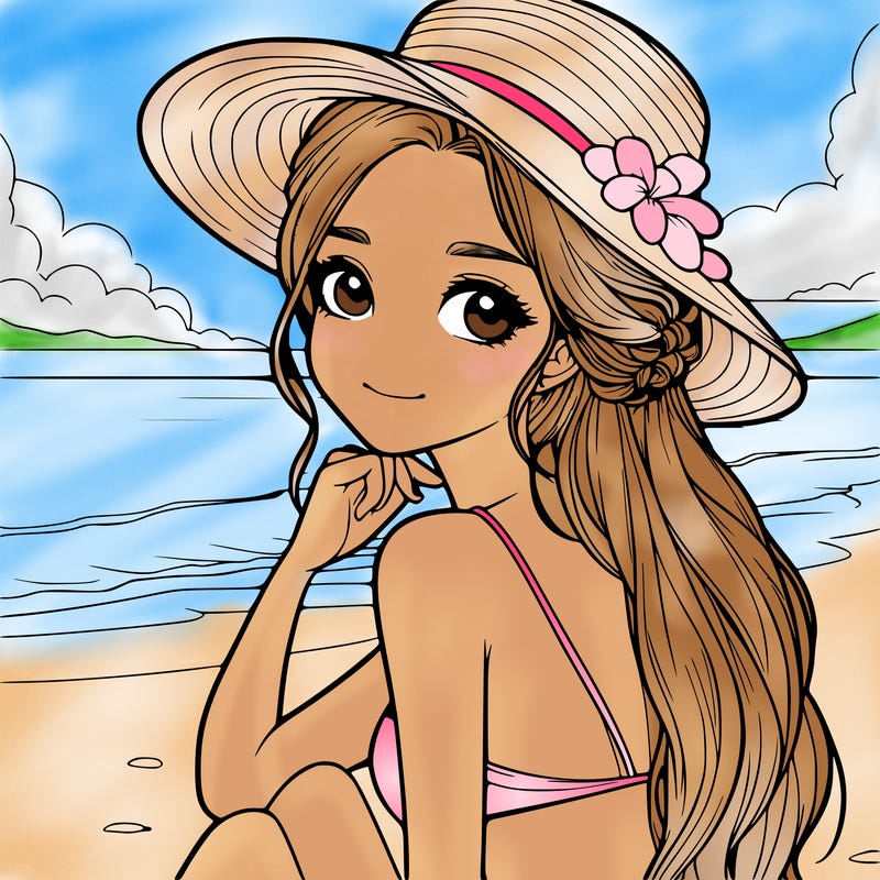realistic girl at the beach