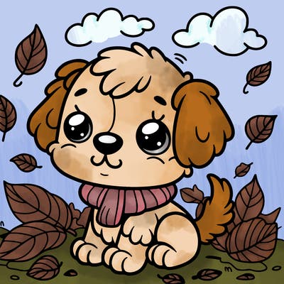 really cute puppy in the fall