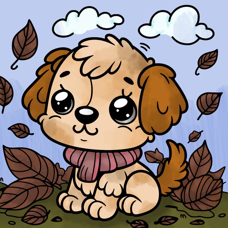really cute puppy in the fall