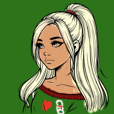 realistic girl with a high ponytail