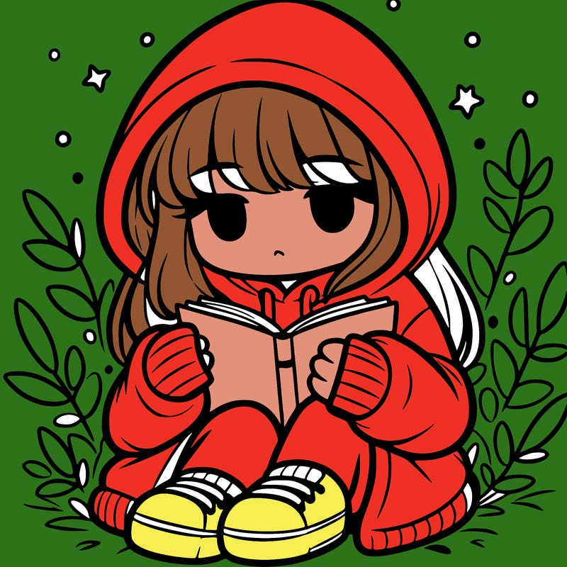 girl in oversized hoodie reading a book