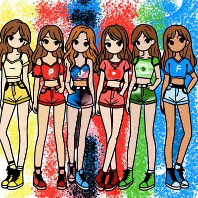 a group of girls wearing crop tops and shorts