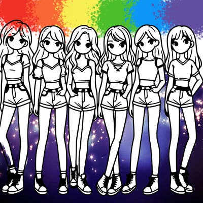 a group of girls wearing crop tops and shorts
