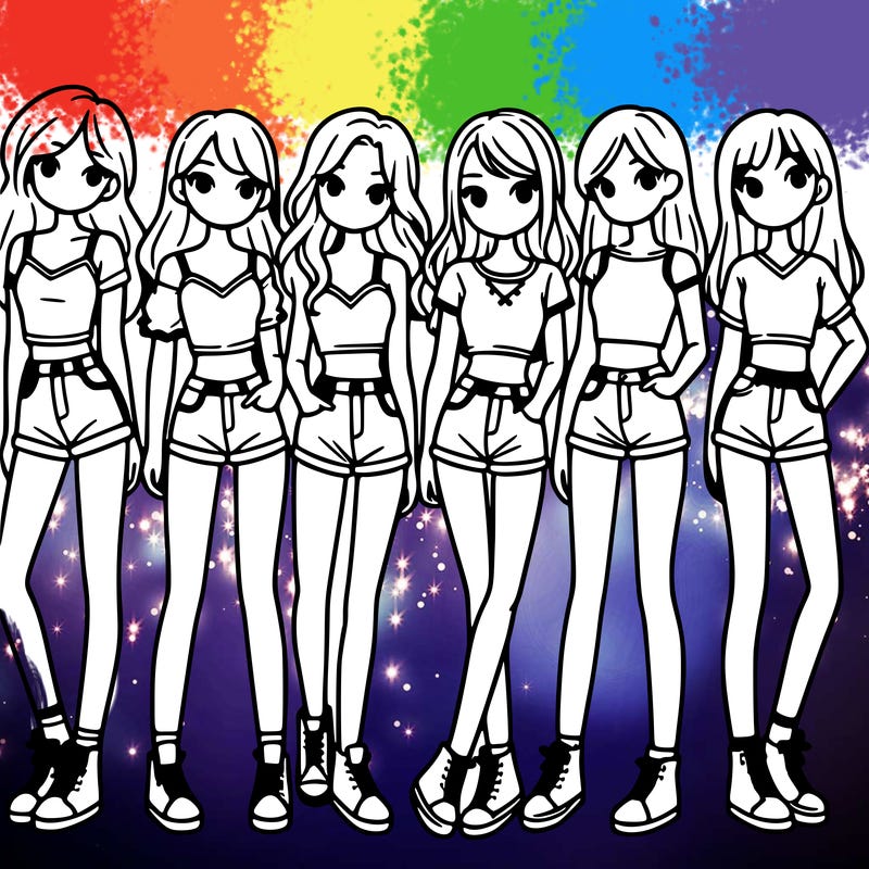 a group of girls wearing crop tops and shorts