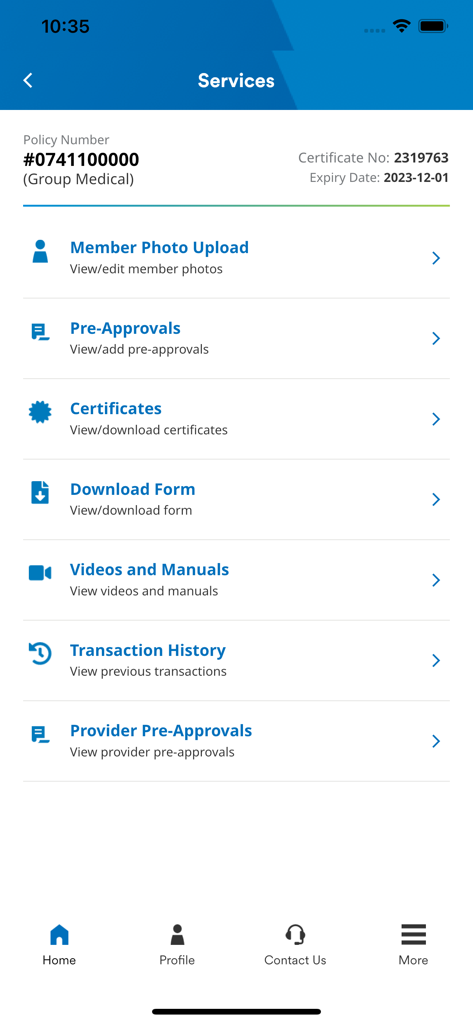 myMetLife Plus - A menu of digital insurance services in the myMetLife Plus app including pre-approvals and certificates.