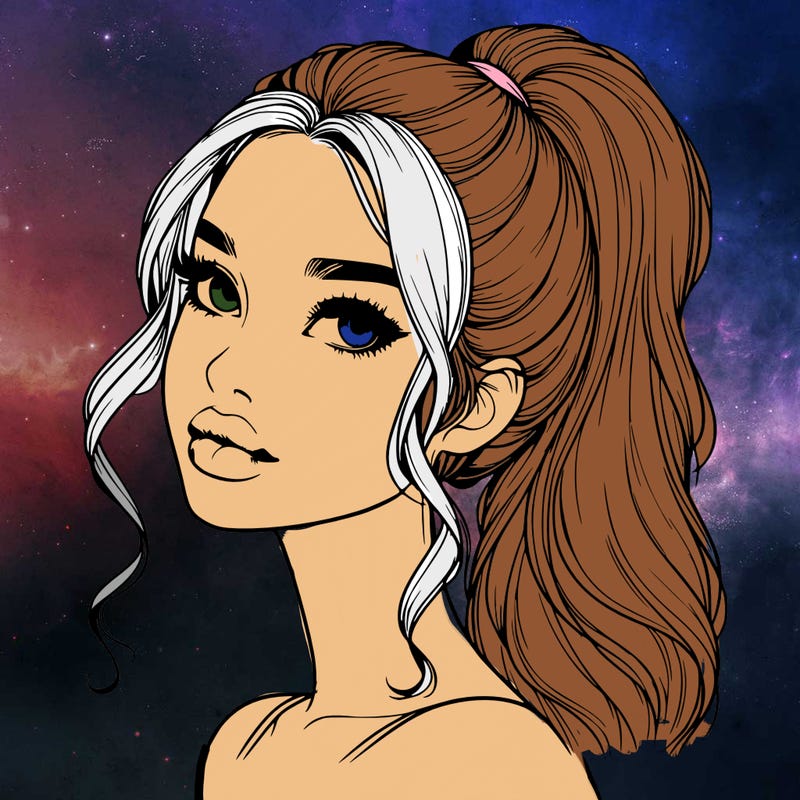 realistic girl with a ponytail on her hair and lips