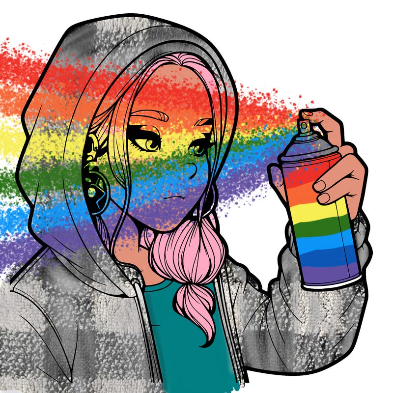 a realistic girl, spray painting