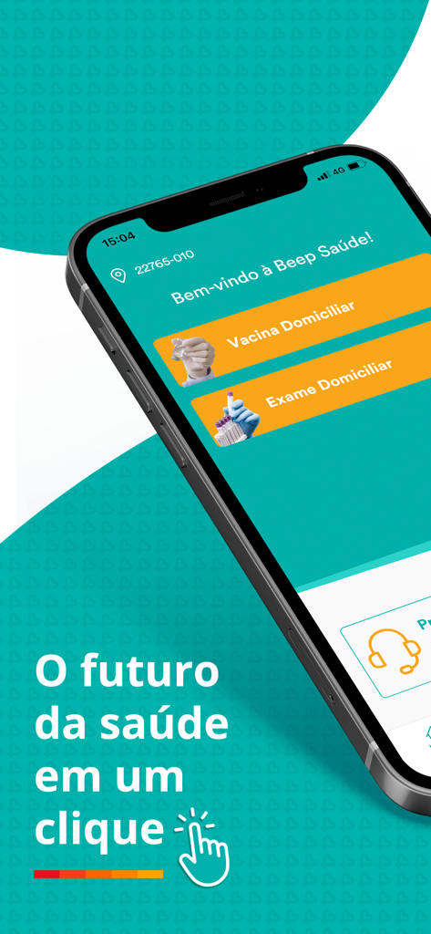 Beep Saúde - Beep Saude mobile app interface showing home vaccination and medical exam services