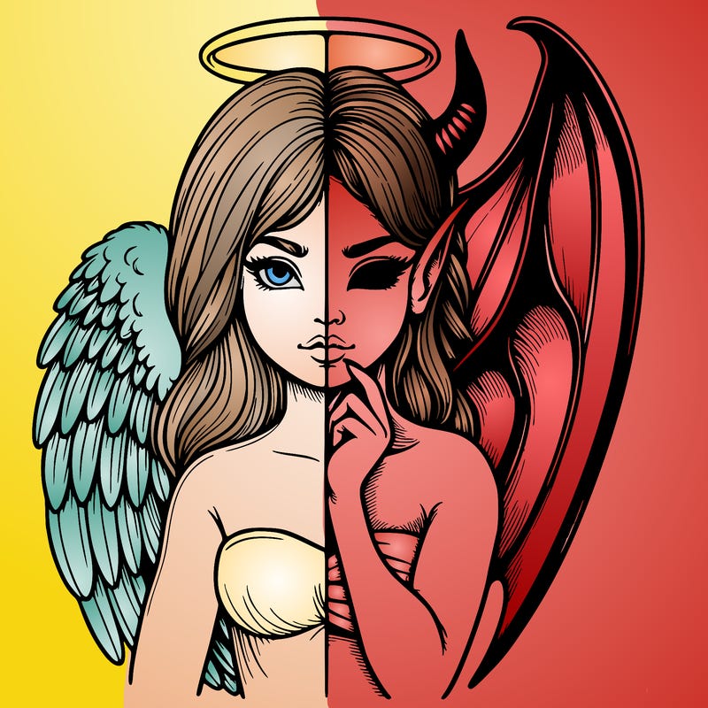 realistic angel half demon