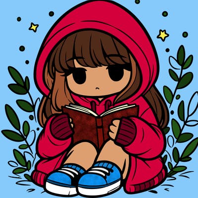 girl in oversized hoodie reading a book