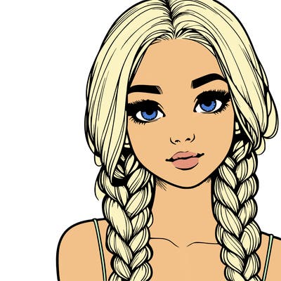 realistic girl with braids