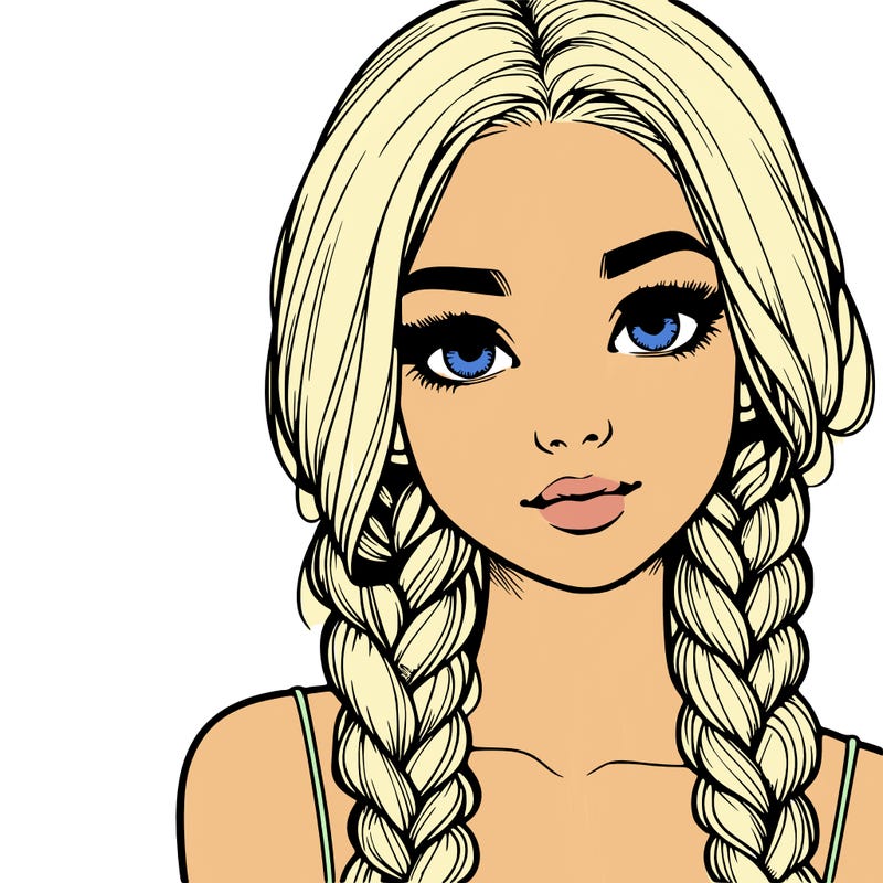 realistic girl with braids