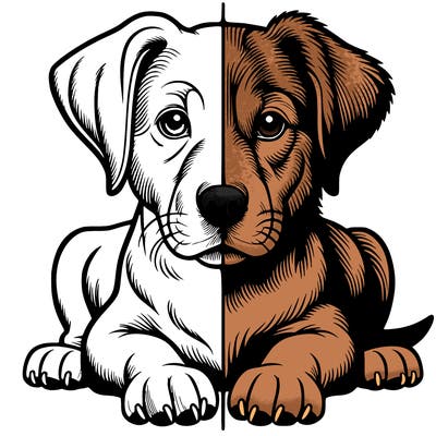 realistic dog split picture