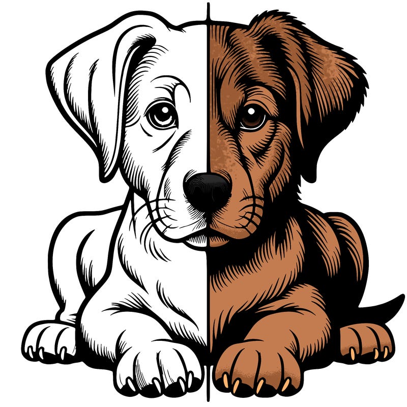 realistic dog split picture