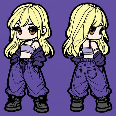 girl in crop top and baggy pants