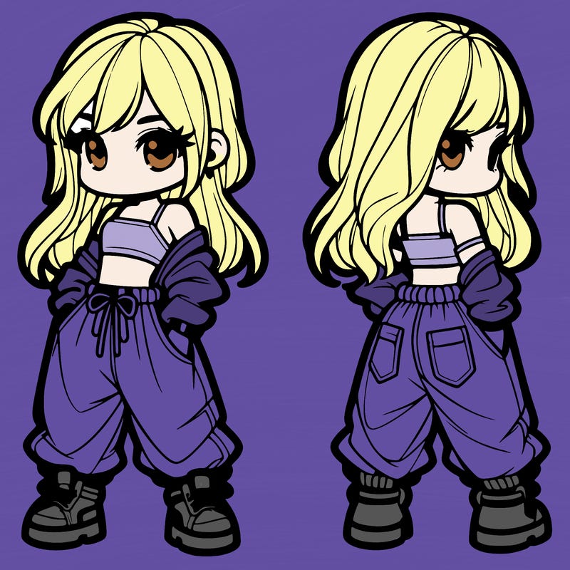 girl in crop top and baggy pants