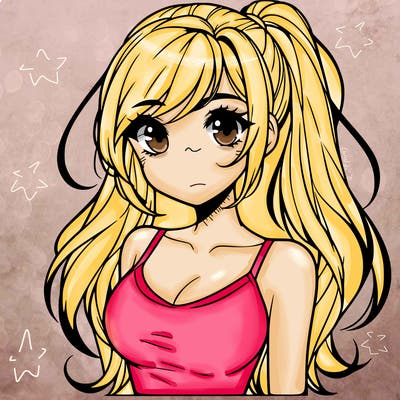 gorgeous anime girl with a ponytail