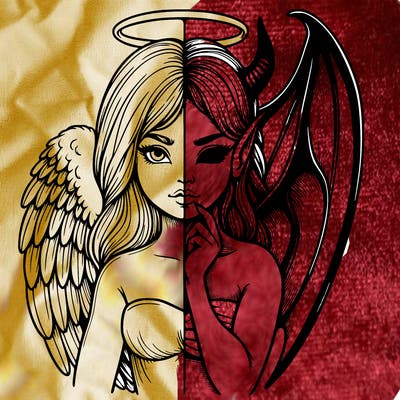 realistic angel half demon